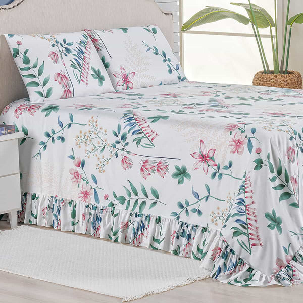 Kit Colcha Queen com Babado e Porta Travesseiro Nuance Prática e Seca Rápido