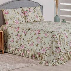 Kit Colcha Casal com Babado e Porta Travesseiro Nuance Prática e Seca Rápido