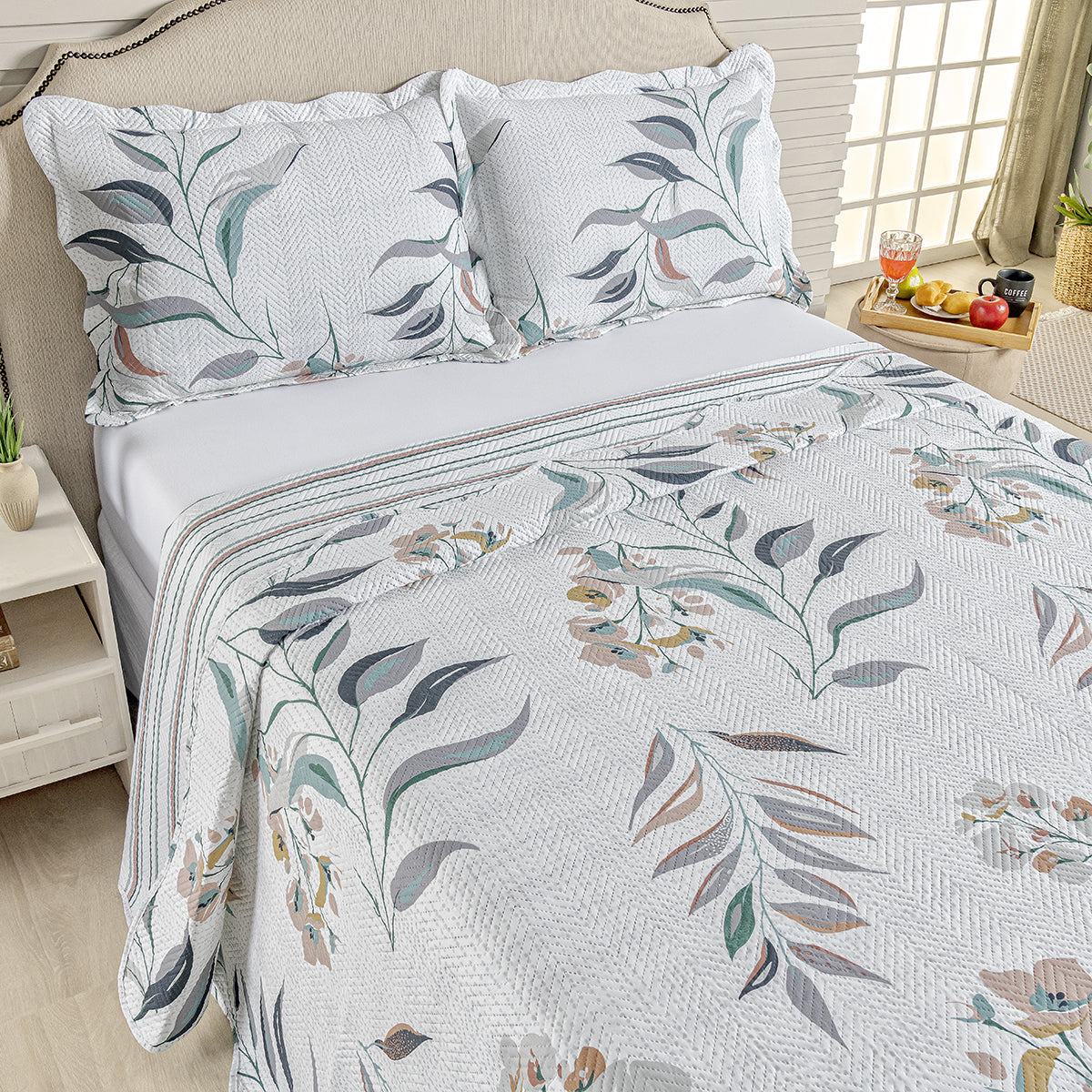 Colcha Queen Bouti Slim Dupla Face Matelada com Acabamento em Ondas
