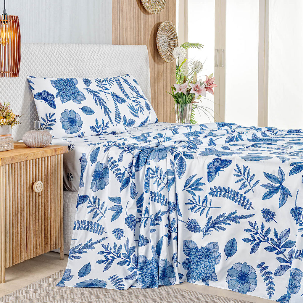 Kit Cama Posta 10 Peças Essência Casal Azure Toque de Pêssego Enxoval Completo