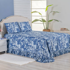 Kit Colcha Casal com Babado e Porta Travesseiro Nuance Prática e Seca Rápido