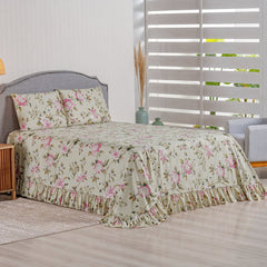 Kit Colcha Casal com Babado e Porta Travesseiro Nuance Prática e Seca Rápido