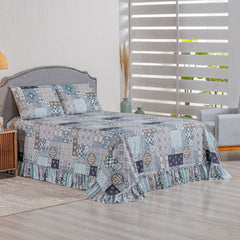 Kit Colcha Casal com Babado e Porta Travesseiro Nuance Prática e Seca Rápido